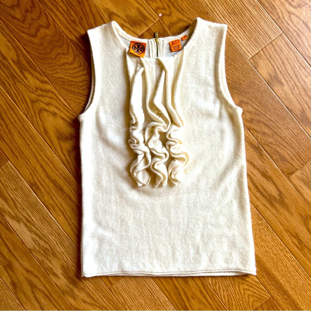 Tory Burch cashmere ruffled tank size S